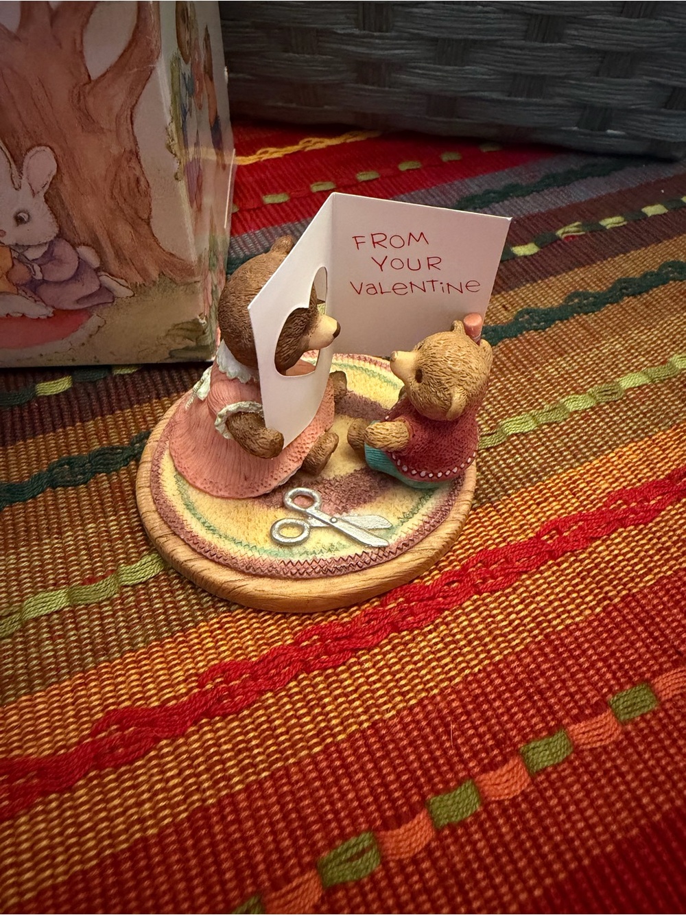 Hallmark Tender Touches Bear Valentine Figurine - Pink and Brown